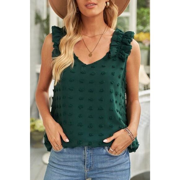 Swiss Dot‎ Women’s V-Neck Green Tank Size 2XL - Picture 1 of 3
